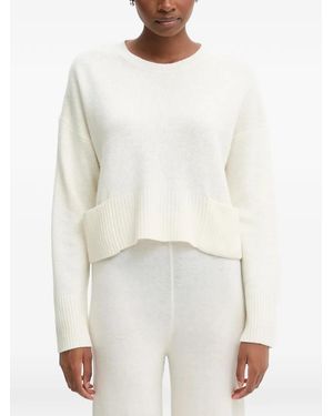 Benetton Ribbed-Trim Drop-Shoulder Jumper - White