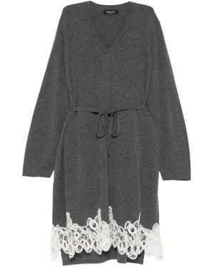 Fabiana Filippi Lace-Trim Tie-Fastening Dress - Grey