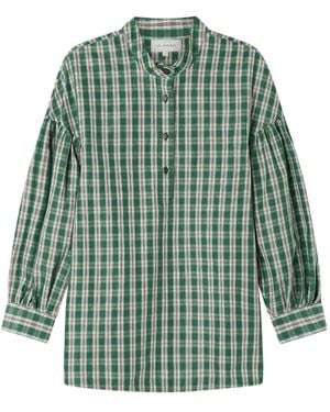 Lee Mathews Gordon Checked Balloon-sleeve Shirt - グリーン