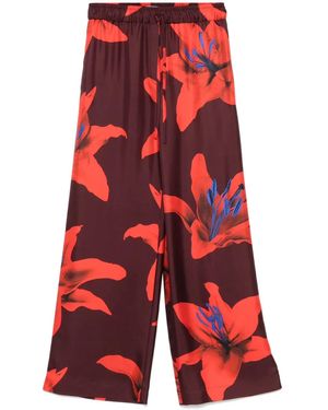 McQueen Floral Print Trousers - Red