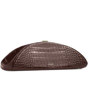 Mugler Pochette Lua Effet Crocodile - Marron