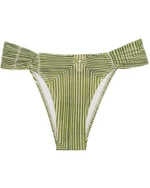 Lenny Niemeyer Draped Geometric Print Bikini Bottom - Green