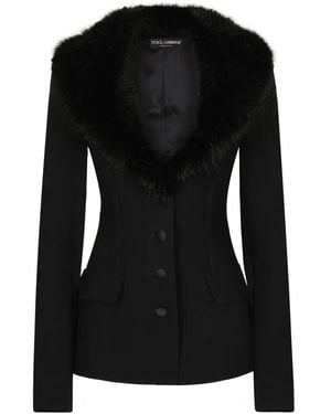 Dolce & Gabbana エコファーカラー ジャケット - ブラック
