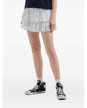 Chocoolate Ruffled Floral Short Skirt - White