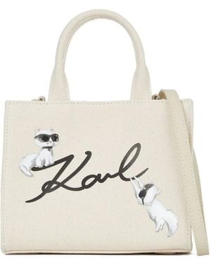 KARL LAGERFELD Sac Cabas Ikon Signature Choupette - White