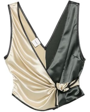 Nanushka Aisling Two-Tone Knotted Top - Natural