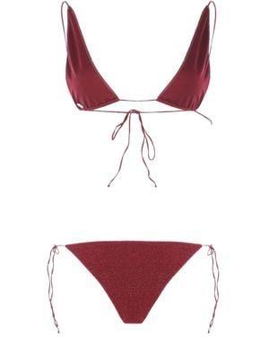 Oséree Lurex Triangle Bikini - Red