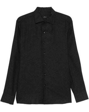 Brioni Long-Sleeve Button-Fastening Shirt - Black