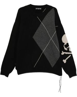 Mastermind Japan Trui Met Argyle Doodskop - Zwart