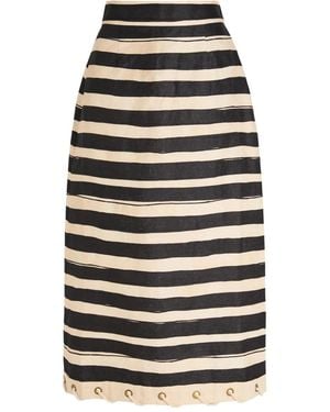 Zimmermann Rebellion Striped Midi Skirt - Black