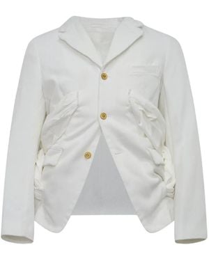 Comme des Garçons Ruched Single-Breasted Blazer - White