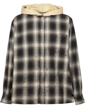 KAMIYA Og-Check Sun-Faded Hoodie - Grey