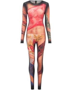 Marine Serre Draped State Catsuit - Red