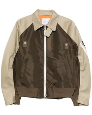 Sacai Colourblock Zip Jacket - Brown