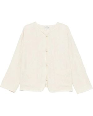 forte_forte Floral-Embroidered Jacket - Natural