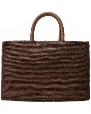 LIE STUDIO Large The Charlotte Raffia Tote Bag - Brown