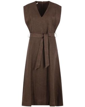 Glanshirt Vestido Lia Con Cinturón - Marrón