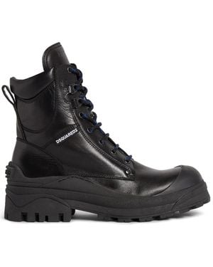DSquared² Panelled-Design Leather Boots - Black
