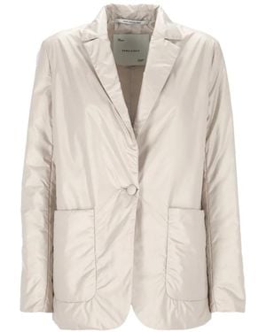 EMMA & GAIA Padded Notched-Lapels Jacket - White