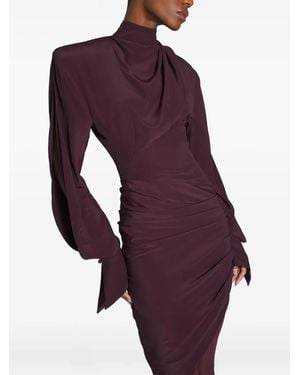 Mugler Vestido Corto De Manga Larga - Morado