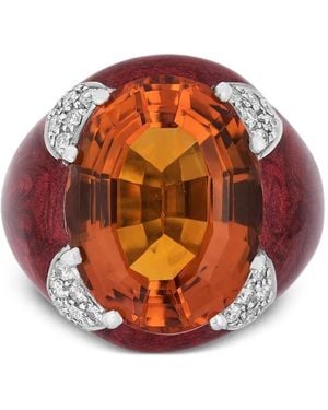 Andreoli Diamond Citrine Oval Ring - Orange