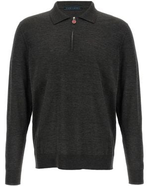 Kiton Melierte Strickpullover Mit Kurzem Reißverschluss - Grau