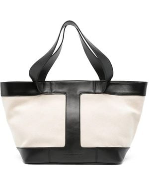 Iceberg Large Leather-Panelled Canvas Shoulder Bag - White