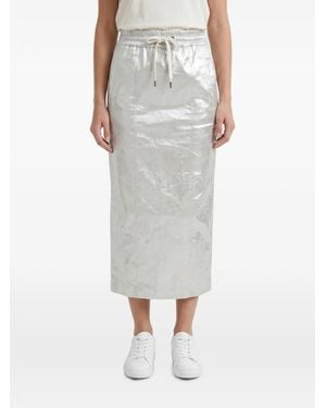 Brunello Cucinelli Metallic-Effect Drawstring Skirt - Gray
