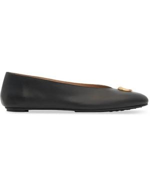 Marine Serre Smooth Leather Ms Ball Classic Ballerina Flats - Black