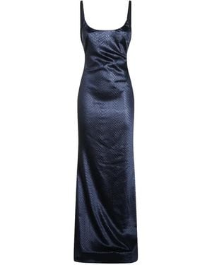 Elisabetta Franchi Snakeskin-Effect Bow-Detail Maxi Dress - Blue