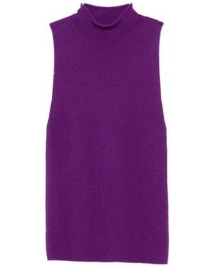 Bompard Plain-Knit Sleeveless Top - Purple