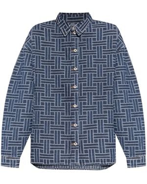 KENZO Weave Loose Japanese Denim Shirt - Blue