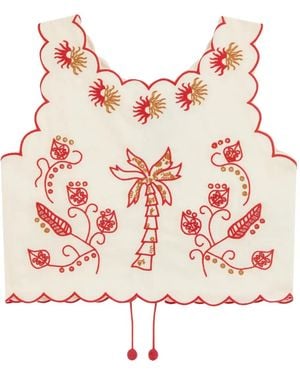 Never Fully Dressed Scalloped-Trim Embroidered Top - Pink