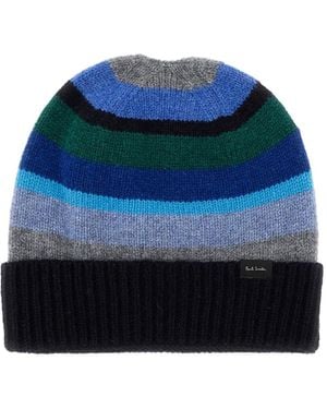 Paul Smith Gestreifte Mütze - Blau
