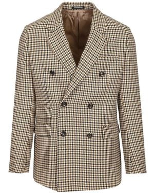 Emporio Armani Double-Breasted Houndstooth Blazer - Grey