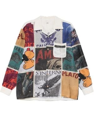 KHOKI Graphic Print Pocket Shirt - Blue