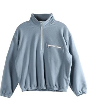 Rier Sweat En Polaire À Col Zippé - Bleu