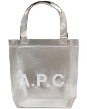 A.P.C. Borsa Tote Lou Piccola Metallizzata - Grigio