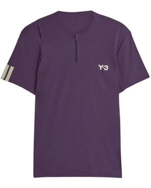 Y-3 T-Shirt Met Vlakken En Rits - Paars