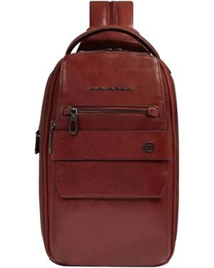 Piquadro Convertible Zip-Pocket Backpack Bag - Red