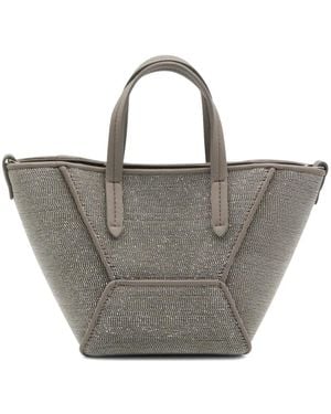 Brunello Cucinelli Leather Tote Bag - Gray