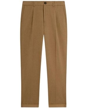 Ballantyne Pleated Twill Trousers - Natural