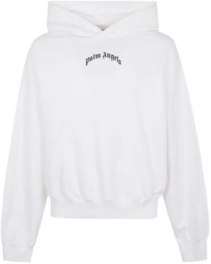 Palm Angels Logo-Print Cotton Hoodie - White