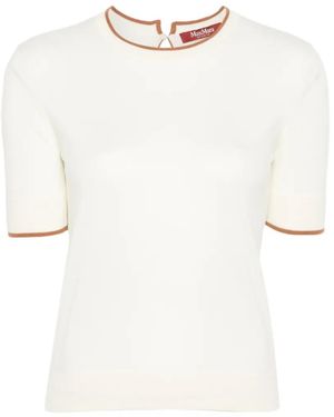 Max Mara Top Con Ribete En Contraste - Blanco