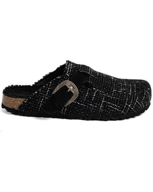 Faliero Sarti Buckle Pattern Mules - Black