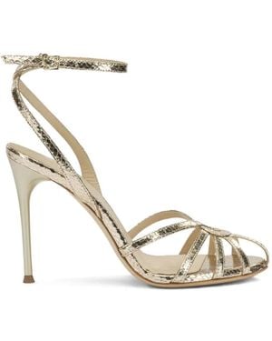 Sergio Levantesi Raykav6 Snakeskin-Effect Strappy Sandals - Metallic