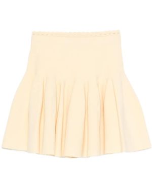 Sandro Pleated Knitted Mini Skirt - Natural