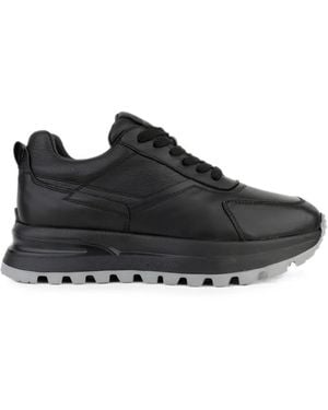 Linda Baumann Panelled Leather Trainers - Black