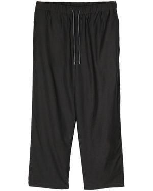 Attachment Drawstring-Waistband Straight-Leg Pants - Black