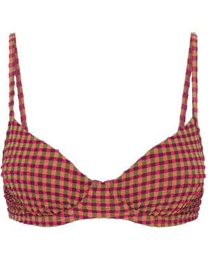 The Upside Aliki Heidi Checked-Pattern Bikini Bra - Red